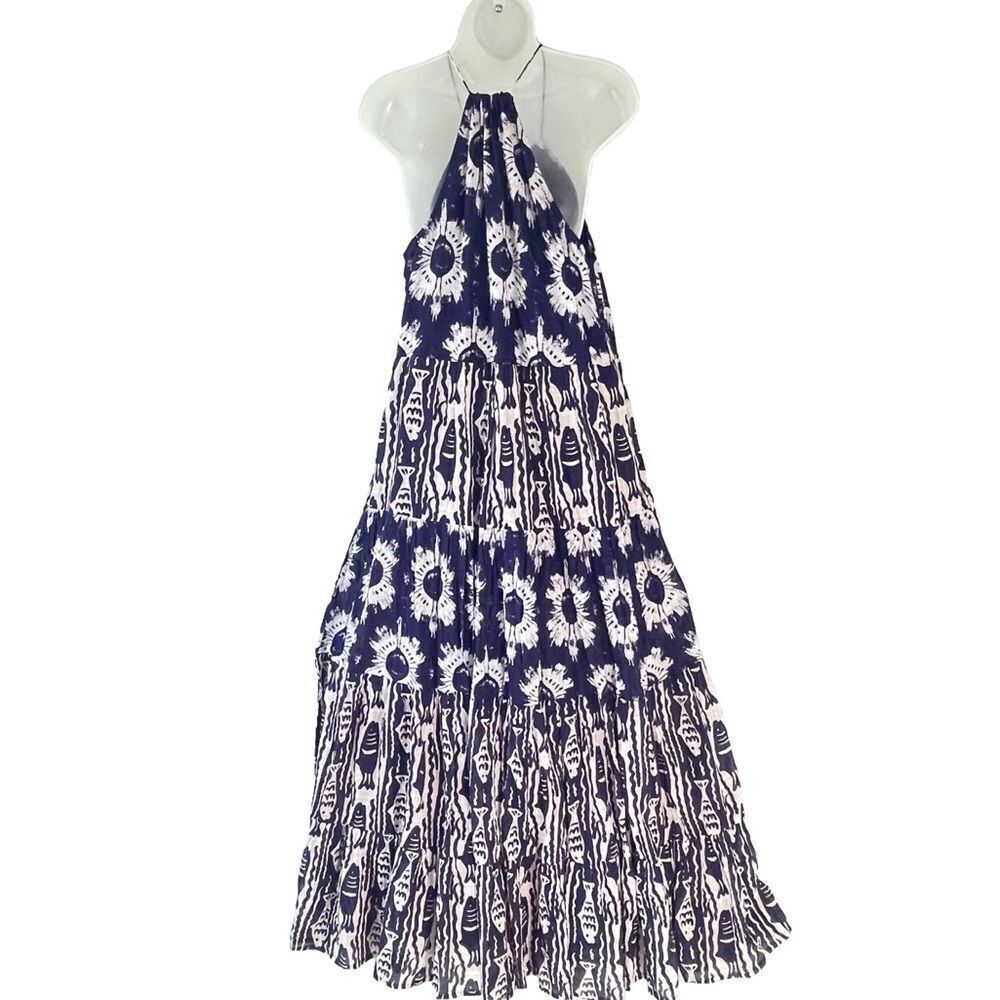 Dolma Blue White Sleeveless Maxi Dress Medium - Picture 3 of 15